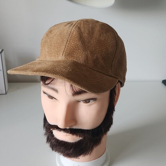 OLIVE & PIQUE | Genuine leather suede hat beige adjustable - Picture 2 of 5